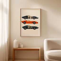 Vintage Sports Car Poster, Retro Racing Print, Automotive Wall Art - thumbnail 3