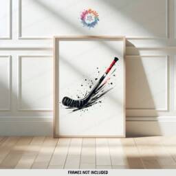 Custom Hockey Print Set - 3 Red Posters - Boys Bedroom Decor Personalised Poster Kids Room Artwork Sport Wall Art Gift - thumbnail 3
