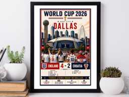 England Croatia World Cup Result - Football Print Scottish Gift Bespoke A5 A4 A3 Framed Or Unframed - thumbnail 1