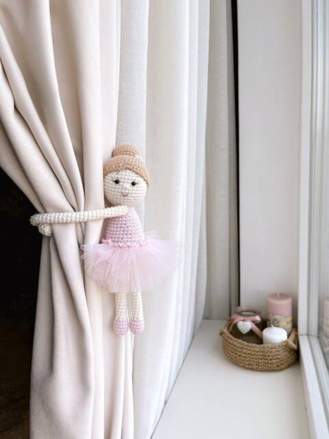 Ballerina Curtain Tieback Pink Ballerina Tie Back Nursery Nursery Decor - image 1