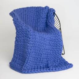 Handmade Chunky Knit Merino Wool Blanket, Giant Afghan, Bulky Throw - thumbnail 3