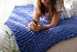 Handmade Chunky Knit Merino Wool Blanket, Giant Afghan, Bulky Throw