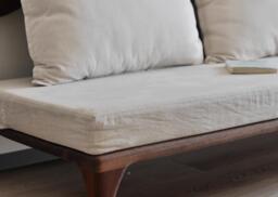 Linen Mattress Cover, Cushion Seat Cushion Cover With Piping, Bench Natural Linen Custom Made - thumbnail 1