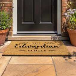 Family Name Doormat - Open Botanical Sprig No Border - Personalised Custom Welcome Mat - thumbnail 4