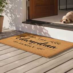 Family Name Doormat - Open Botanical Sprig No Border - Personalised Custom Welcome Mat - thumbnail 3