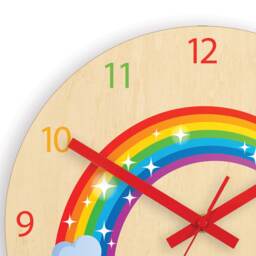 Children Wall Clock - Rainbow With Personalizen Name, Wood Clock, Large Kids Clock Room Wall Art Decal - thumbnail 2