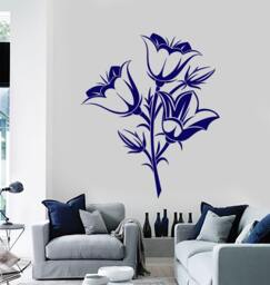 Wall Vinyl Decal Flowers On The Branch Bouquet Ornament Floral Modern Abstract Home Art Decor - #1163Dz - thumbnail 1