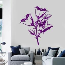 Wall Vinyl Decal Flowers On The Branch Bouquet Ornament Floral Modern Abstract Home Art Decor - #1163Dz - thumbnail 2