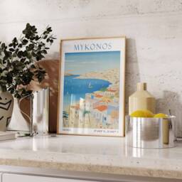 Mykonos Travel Print, Poster, Greece Wall Art, Greek Decor, Island Landscape Gift - thumbnail 2