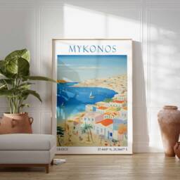 Mykonos Travel Print, Poster, Greece Wall Art, Greek Decor, Island Landscape Gift - thumbnail 3
