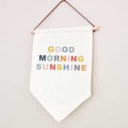 Good Morning Sunshine Linen Flag, New Home Gift, Wedding Or Anniversary Gift, Nursery Decor, Rainbow Wall Banner Flag, Pennant Room Decor - thumbnail 3