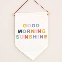Good Morning Sunshine Linen Flag, New Home Gift, Wedding Or Anniversary Gift, Nursery Decor, Rainbow Wall Banner Flag, Pennant Room Decor - thumbnail 2