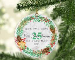 Personalised New Home Christmas Ornament, Wreath Frame