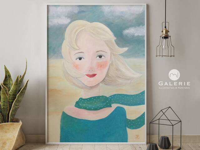 Poster Woman, Print, Painting, Art Woman By The Sea, Mediteran - image 1