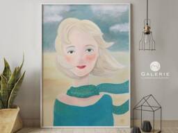 Poster Woman, Print, Painting, Art Woman By The Sea, Mediteran - thumbnail 1