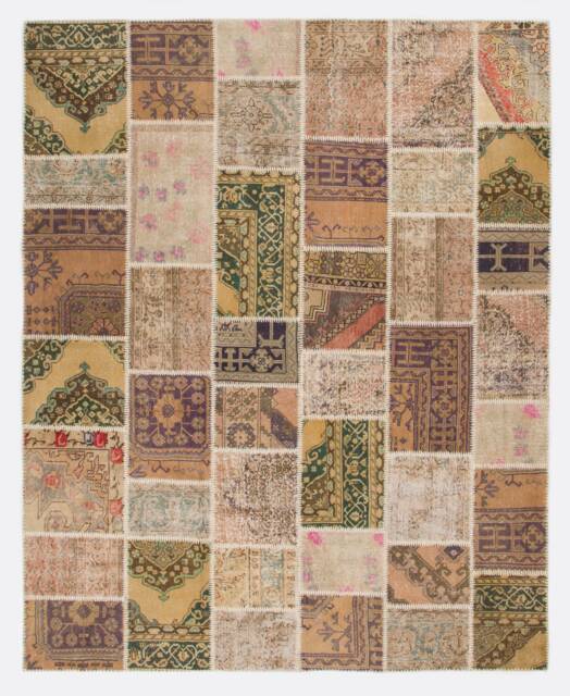 8' X 10' Handmade Turkish Patchwork Rug, Natural & Undyed, 245 305 cm - image 1