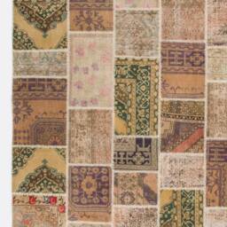 8' X 10' Handmade Turkish Patchwork Rug, Natural & Undyed, 245 305 cm - thumbnail 4