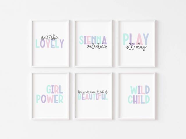 Pastel Girls Bedroom Prints, Set Of 6, Nursery Decor - A4, A3 - image 1