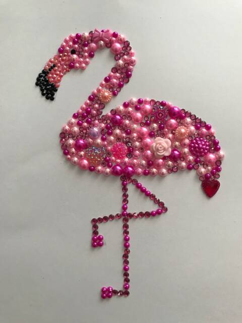 Flamingo, Wall Art, Embellished, Sparkly, Bespoke, Handmade, Mother's Day, Gift For Her, Mum, Mummy - image 1