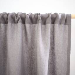 Gray Linen Curtain With Valance Made Of Medium - 160 G/M2. Stonewashed Curtain. Elegant Panel - thumbnail 2