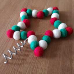 Classic Red, Green & White Felt Ball Star Tree Topper, Wool Beads Shaped Into A Christmas Decoration. More Colours Available - thumbnail 2