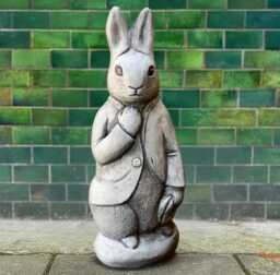 Elegant Peter Rabbit Statue Stone Bunny Garden Sculpture Handmade Hare Figurine Concrete Decoration Farm Animal Ornament Pet Art Gift - thumbnail 1