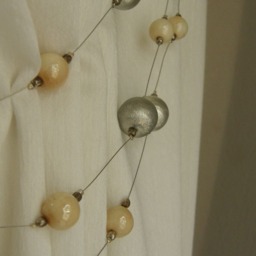 Luxury Curtain Tieback Triple Strand - Silver Ecru Beaded Holdback Metallic Ball Drapery Tie Back Elegant Window Decor 1 Meter - thumbnail 2
