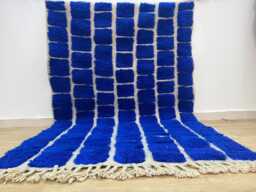 Blue Moroccan Rug 4x6 - Beni Ourain Handmade Area Rugs Rugs For Living Room Wool Berber Rug- Aboujaad - thumbnail 1
