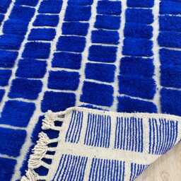 Blue Moroccan Rug 4x6 - Beni Ourain Handmade Area Rugs Rugs For Living Room Wool Berber Rug- Aboujaad - thumbnail 2