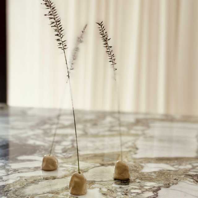 Set Of 3 Stoneware Flower Or Incense Picks - image 1