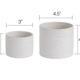 Pots For Plants, Ceramic Planter, Flower Pot Indoor, White Plant Textured, Small Round Planter 3, 4.5 Inch, Succulent Cactus Houseplant - thumbnail 2
