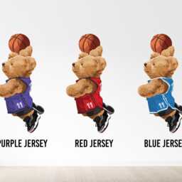 Teddy Bear Basketball Wall Sticker - Gifts Boys Nursery Decor Bedroom Thevinylcreations - thumbnail 2