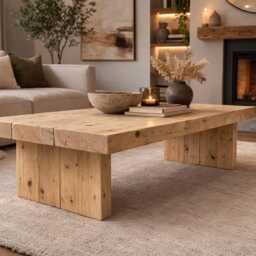 Reclaimed Wood Coffee Table - Solid Timber Farmhouse Living Room Furniture - thumbnail 3
