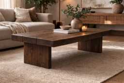 Reclaimed Wood Coffee Table - Solid Timber Farmhouse Living Room Furniture - thumbnail 1