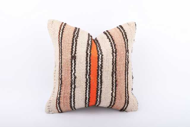 14x14 Turkish Kilim Pillow Cover Vintage Wool Lumbar - image 1