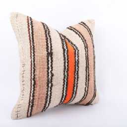 14x14 Turkish Kilim Pillow Cover Vintage Wool Lumbar - thumbnail 3