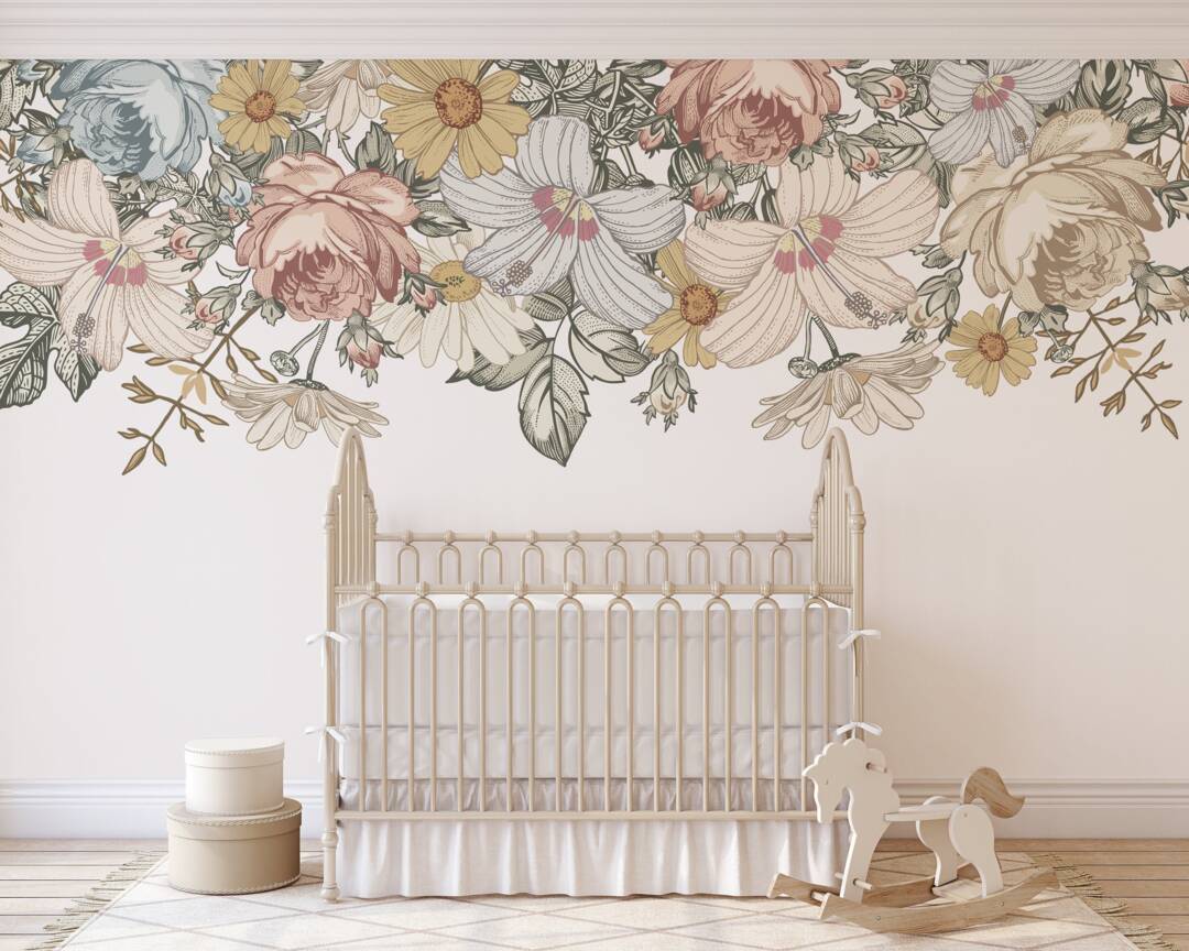 Peony Flower Wall Stickers - Large Floral Decals With Butterflies | Peel & Stick, Removable | 15.7x35.4 Inches - View #3