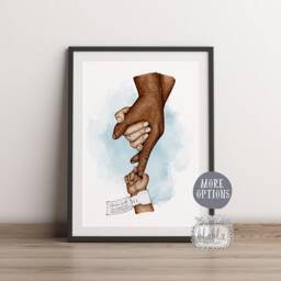 Watercolor Family Hands Print, Custom Baby Birth Details - thumbnail 3