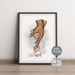 Watercolor Family Hands Print, Custom Baby Birth Details - thumbnail 2