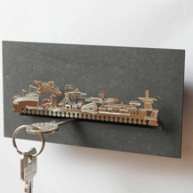 Churchill Skyline Key Rack - Stainless Steel Silhouette, Souvenir Gift - image 1