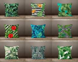 Green Palm Leaves Pillow Case-Pam Leaf Cushion Cover-Decorative Pillow Cover-Home Decor Cushion Case-Gift For Her Cushion-Handmade Material - thumbnail 1