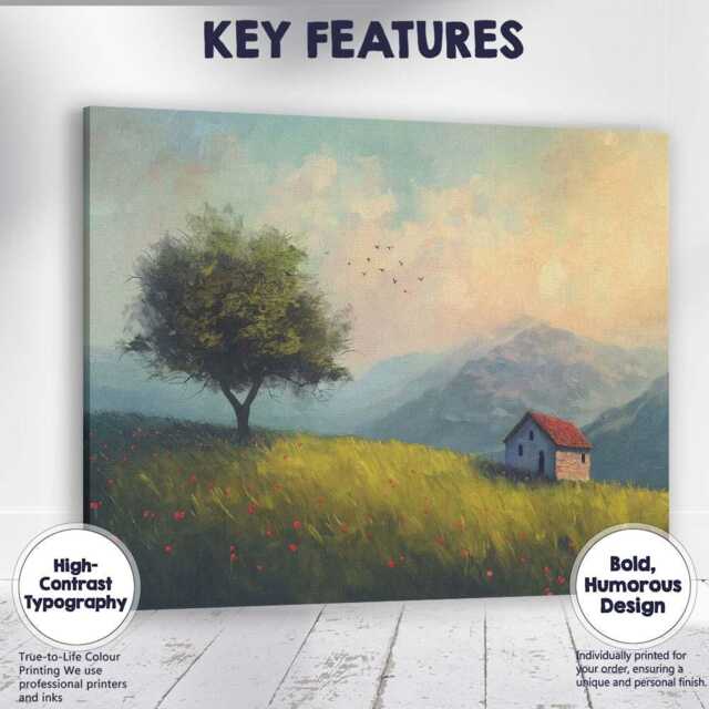 Peaceful Countryside Cottage Wildflower Meadow Landscape Canvas Wall Art Print Decor Picture Ready To Hang - image 1