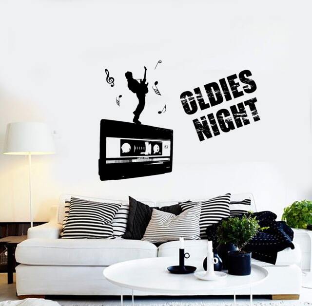 Wall Decal Music Rock Guitar Oldies Night Notes Vinyl Sticker Mural Art 1586Dz - image 1