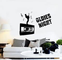 Wall Decal Music Rock Guitar Oldies Night Notes Vinyl Sticker Mural Art 1586Dz - thumbnail 1