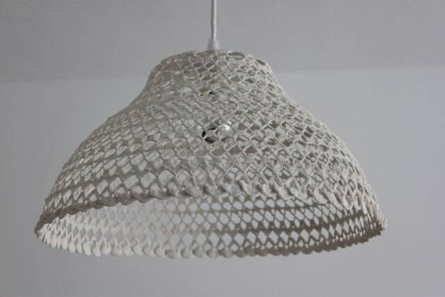 Crocheted Lampshade, Boho Lamp, Pendant Ceiling Mandala Lamp - #001 - image 1