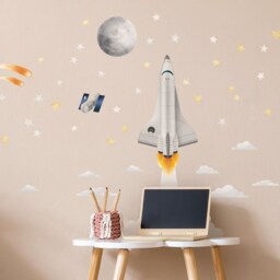 Space Rocket Wall Decals, Small - Plastic-Free Wall Stickers For Kids' Rooms - thumbnail 3