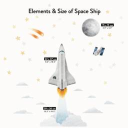 Space Rocket Wall Decals, Small - Plastic-Free Wall Stickers For Kids' Rooms - thumbnail 4