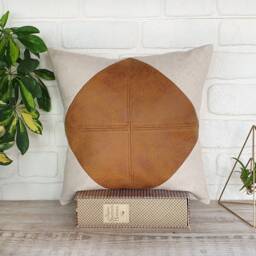 Color Block Pillow Cover Modern Triangle Design, Faux Leather - thumbnail 3