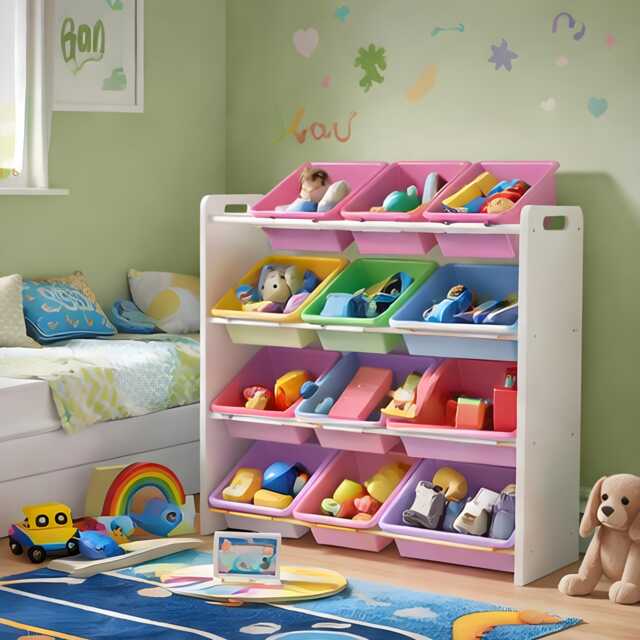 Kids Toy Storage Rack Unit With Removable Bins Freestanding Multi-Layer Bedroom Playroom - image 1