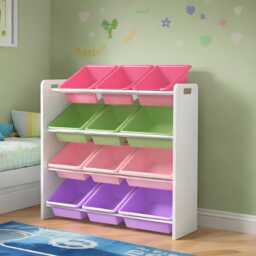 Kids Toy Storage Rack Unit With Removable Bins Freestanding Multi-Layer Bedroom Playroom - thumbnail 4